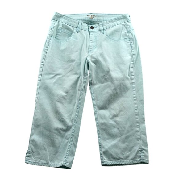 Riders By Lee Womens Capri Pants Size 6 M Aqua Blue Flat Front Casual Classic - Picture 1 of 13